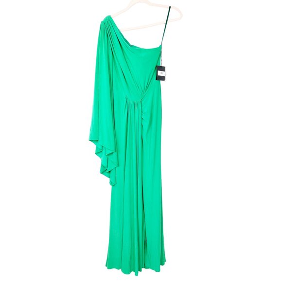 NWT Mac Duggal One Shoulder Gown with Center Fabric Detail Spring Green 2 #A0099 - Picture 2 of 6